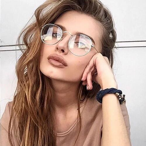 Retro Fashion Brand Designer Woman Optical Glasses Metal Frame Oval Clear lens Eyewear Black Silver Gold Eye Glasses Nerd Party