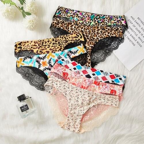 7 Pcs Panties Underwear For Woman Leopard Sexy Lace Lady Briefs Female Seamless Sexy Lace Underwear Women Free Shipping BANNIROU
