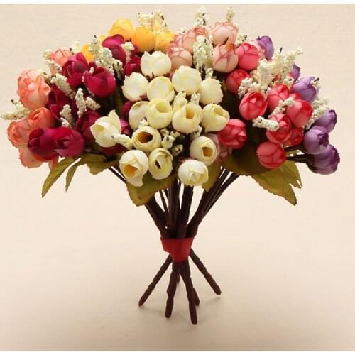 1 Bouquet 15 Heads Artificial Flowers Rose Autumn Hybrid Bouquet For Home Garden Wedding Christmas Decor Fall Silk Fake Flower