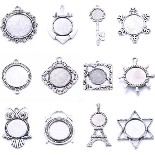 10pcs/lot Fit 20mm Round Glass Cabochon Base Setting Pendant Tray For Jewelry DIY Making