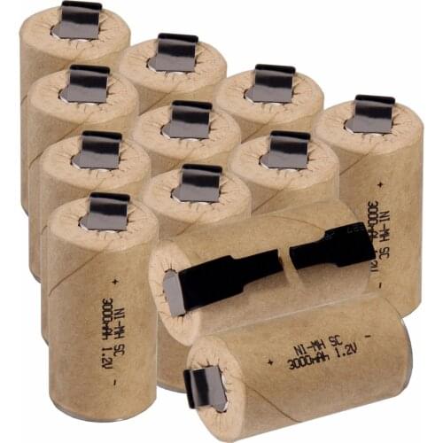 12 pcs SC 3000mah 1.2v battery NIMH rechargeable batteries for electric screwdrivers 4.25cm*2.2cm for electric drills