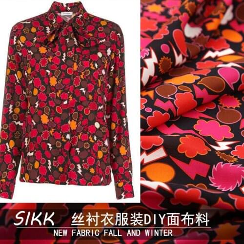 2020 new brand show 100% silk crepe shirt clothing fabric digital printing fabric for dress manual DIY custom hot