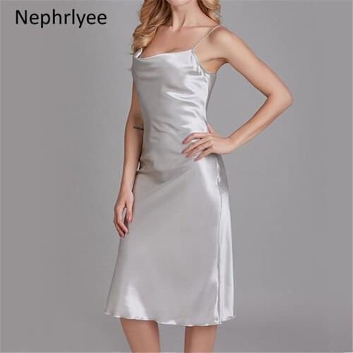 2021 Spring summer autumn Women Satin Dress party Luxury Shiny Sundress Sexy Imitation Silk Dress vestidos SLP001388