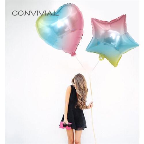 5pcs 18inch Foil Star Heart Balloons Party Wedding Decoration Helium Balloons Round Happy Birthday Baby Shower Party Supplies