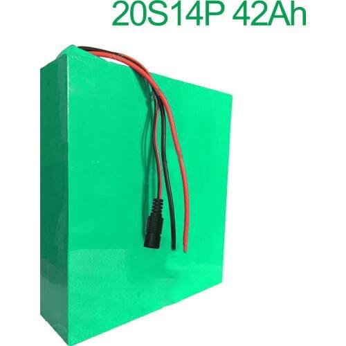 72V 42Ah 20S14P 18650 Li-ion Battery electric two Three wheeled motorcycle bicycle ebike 380*270*70mm