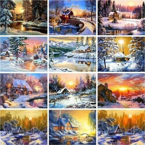 EverShine Diamond Painting Full Square Landscape Cross Stitch Diamond Embroidery Sale Winter Scenery Picture Rhinestones Gift