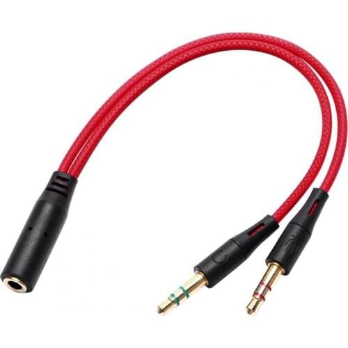 3.5 mm Black Headphone Earphone Audio Cable Micphone Y Splitter Adapter 1 Female to 2 male Connected Cord to Laptop PC