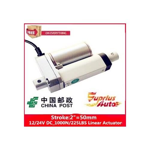 Free Shipping high quality 2"/50mm Stroke 12/ 24v electric linear actuator, Max Load 1000N/225LBS/100KGS linear actuator