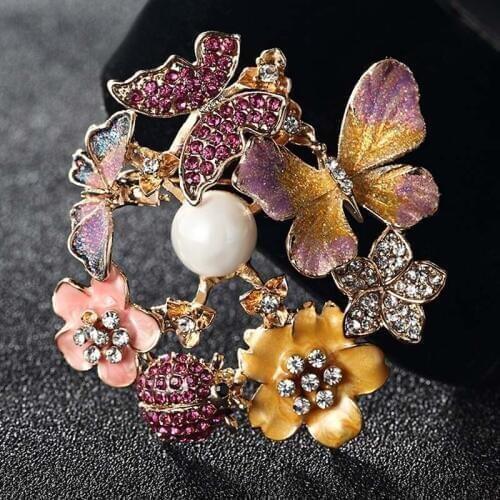 12pcs/lot Wholesale Price Women Colorful Butterfly Brooch Accessories Fine Enamel Flower Brooches bouquet Womens Bridal Broches
