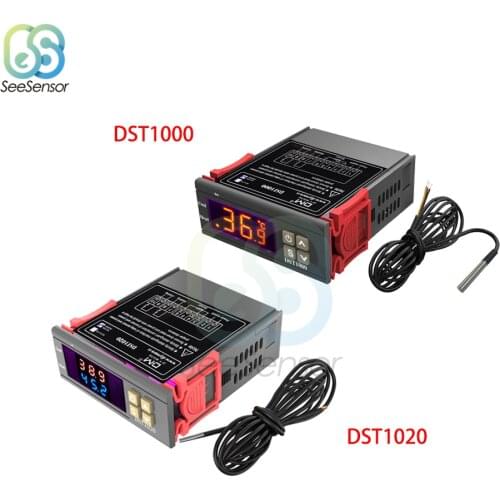 DST1000 DST1020 12V 24V 110V 220V LED Display Digital Thermostat Temperature Controller DS18B20 Sensor Probe Replace STC-1000