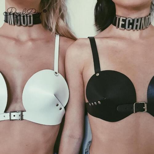 DAVYDAISY Women Sexy Bra PU Leather Bralette Porn Intimates Sexy Lingerie Cropped Top Female Underwear Erotic Bras BR501