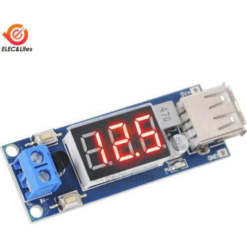 DC-DC 4.5V-40V to 5V 2A Step Down Module digital Voltmeter 5 V USB Charger Power Supply module
