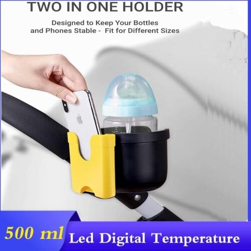 2-in-1 Stroller Cup Holder with Phone Holder Universal Cup Holder for Strollers Baby Stroller Accessories for Buggy Pushchair