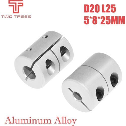 3D Printer Parts T8 lead screw rigid shaft coupler clamp stepper servo motor coupling D20 L25 5x8x25mm for cr10 ender 3
