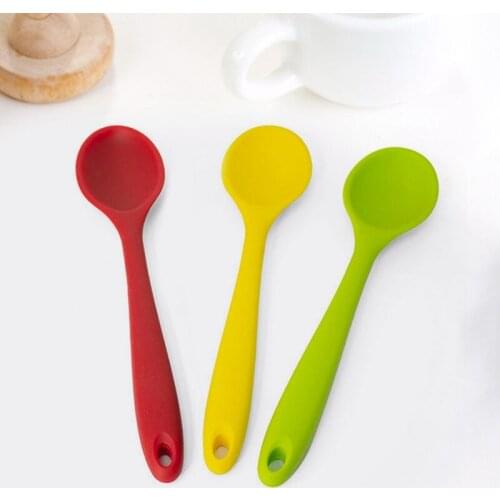 Children Baby Colorful Silicone Spoon Heat Resistant Easy To Clean Non-stick Spoons Utensil Tableware Cooking