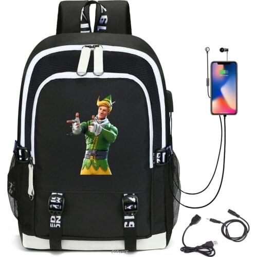FORTNITE Fashion New Nylon Waterproof Schoolbag Outdoor Travel Backpack USB Charging Listen to Music Schoolbag Laptop Backpack