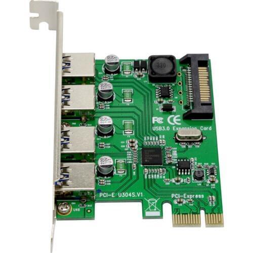 USB 3.0 4 Ports PCIe PCI Express Expansion Card PCI-E to USB3.0 Adapter Converter Card for PCI-E x1 x4 x8 x16 Slot Computer PC