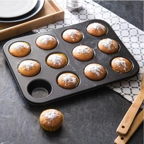 Kitchen Teflon 12-piece Muffin Mold, wholesale Fireproof Non-stick Convenient Oven Container-Cake Mold-Muffin Container