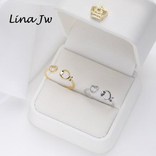 Lina Jw Gold /Silver Color Adjustable Ring for Women Wedding Party Jewelry Fish Heart Bague Femme Luxury Gift 2021 Accessories