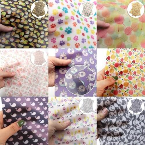 Cow Unicorn Flowers Printed Jelly Faux Leather Sheets Fruits Pattern Synthetic Leather Fabric 20x33cm for DIY Garments Sewing