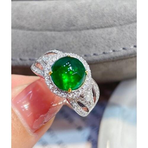 LR Emerald Ring 3ct Pure 18K Gold Jewelry Green Emerald Gemstone Diamond Female Rings for women Fine Ring