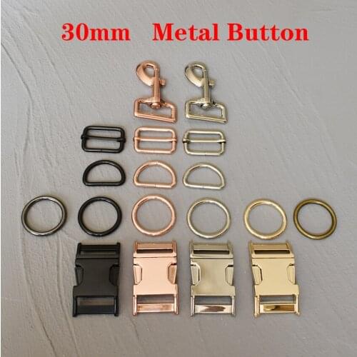 30mm 1 Piece Metal Slides Tri-Glides Release D Ring Snap Hook Roller Pin Buckles Strap Slider Adjuster Buckles DIY Accessories