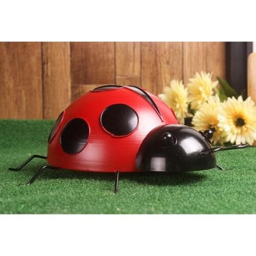 Metal Garden Wall Art Decorative Set of 2 Cute Ladybugs Wall Sculptures Ladybird Decor Figure 10cm 16cm