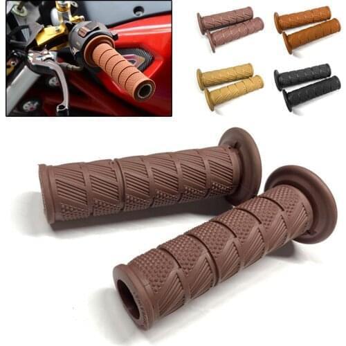 Motorcycle Handlebar Grip 7/8" 22mm Retro Classic Motorcycle Grips Universal Non Slip Rubber Grip For Cafe Racer Harley Vespa