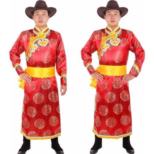 Mongolische gewand mongolo dell abbigliamento Male Red Mongol Robe ruhat Chinese minority clothing apparel Mongolia clothes