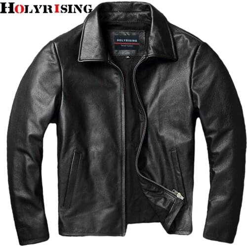 Autumn men genuine leather slim shorts chaquetas hombre turn collar leather jacket men zipper 6xl thick black coats 19594