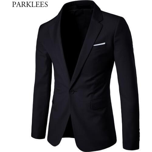 Mens Black Slim Fit Suit Blazer 2018 Spring Autumn Single Breasted One Button Suit Blazers Jacket for Business Man Costume Homme