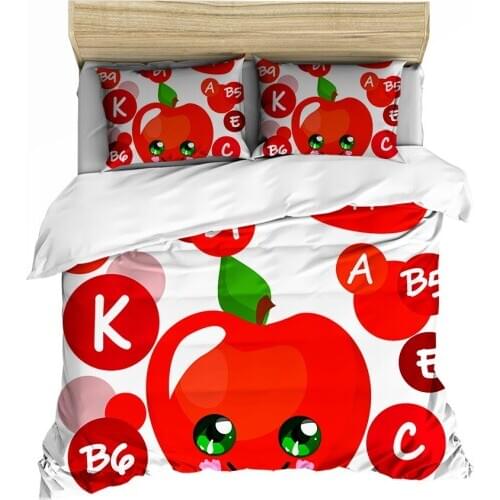 New Red Apple Printed Bedding Cover Fresh Summer Style Teen Quilt Cover Single And Double Down Quilt Cover Pillowcase