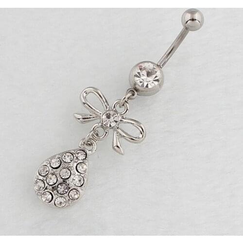 New Fashion Sexy Colorful Rhinestone Bow Navel Belly Rings for Women Body Piecing Jewelry Gifts