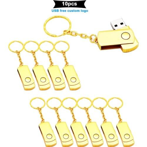 New 10pcs/lot metal Pendrive 64GB32GB 4gb Cle Usb 2.0 Usb Flash Drive 128GB Pen Drive 16GB 8GB Usb menory stick free Custom LOGO