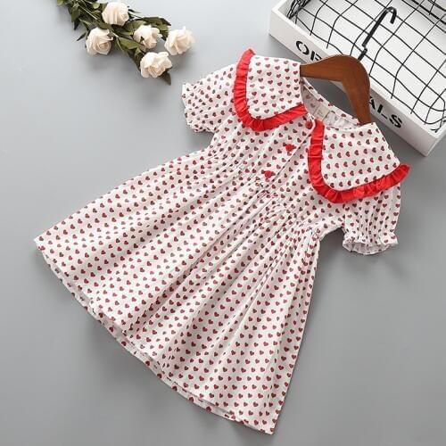 Girl princess heart dress Summer children clothing baby girls sweet dresses for 2-7T kids short-sleeve Clothes
