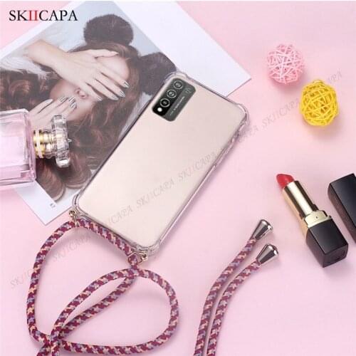 Crossbody Necklace Cord Lanyards Cover for Huawei Honor 10X lite Nova 8 SE Y9A 9 9X 30 Lite Y7A X10 Clear Transparent Phone Case