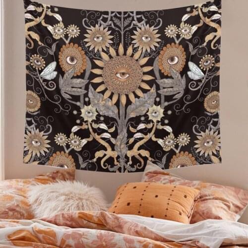 Psychedelic Sunflower Tapestry Wall Hanging Hippie Wall Art Decoration Tapestries Evil Eyes Wall Hanging Room Decor Aesthetic