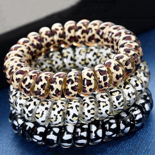 1Pcs Leopard Women Hair Accesorios Ladies Telephone Cord Hair Tie Lady Scrunchies Ponytail Hair Female Girl Holder Rope