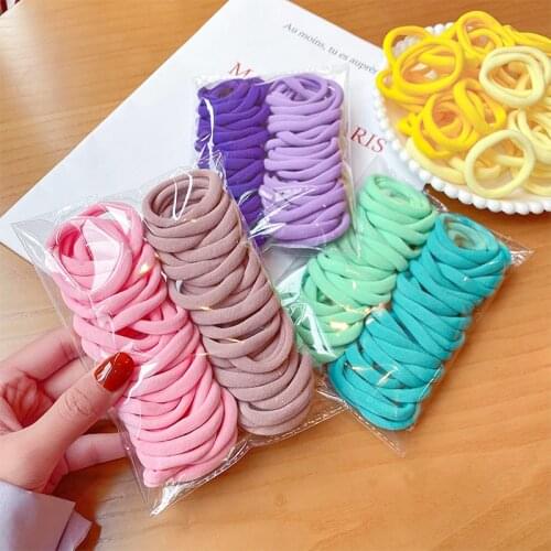 50PCS/Set New Women Girls Candy Colors Nylon Basic Scrunchie Hair Tie Ponytail Hold Hair Rubber Bands Fashion Hair Accessories