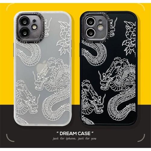 2021 Precision Plating Case For iPhone 12 Mini/11/12Pro Max XR XS Max Straight TPU Dragon Capa Cover For iPhone SE 7 8Plus Phone