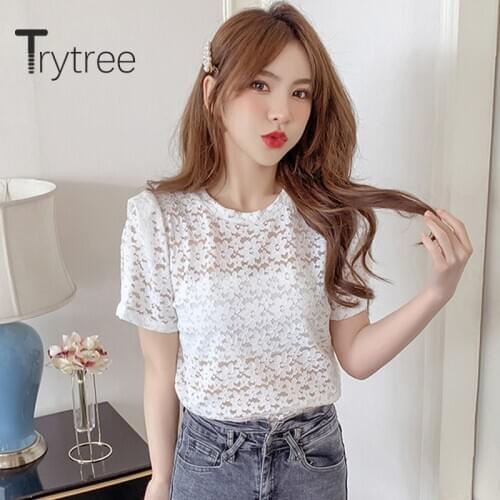 Ажурные блузки Trytree China At AliExpress