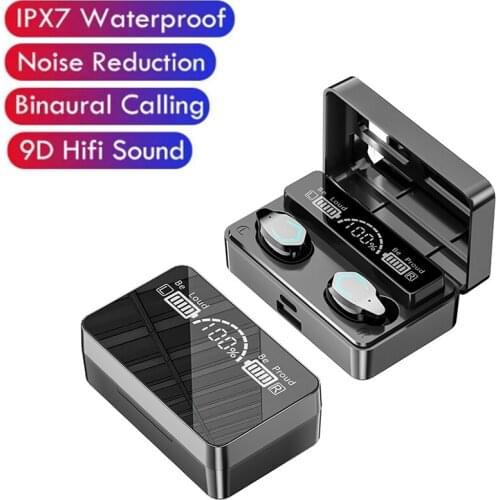 TWS Bluetooth-compatible Earphones 2000mAh Charging Box Wireless Headphone 9D Stereo Sports Waterproof Earbuds Headsets With Mic
