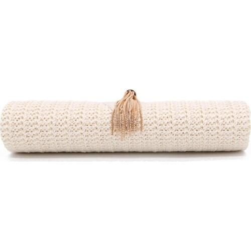 Evening Dinner Bag Straw Handbag Tassel Crossbody Bag Ring Handle Messenger Bag Wedding Party Prom Clutch Purse