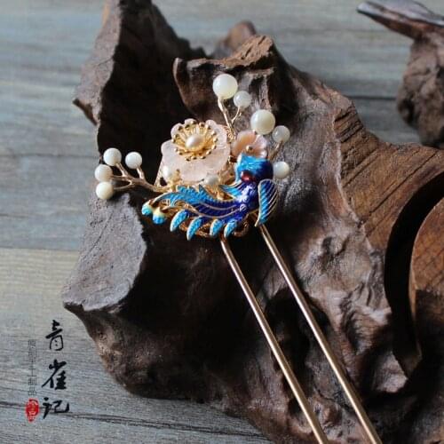 Vintage pearl handmade Cloisonne hair bun kimono COSPLAY hairpin hair sticks Hair accessories Headwear do-up tools