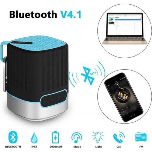 UiRiQi Camping Waterproof Bluetooth Speaker Portable Wireless Subwoofer With LED SOS Emergency Light 2000mAH Power Bank Radio TF