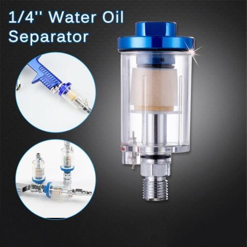 1/4'' Water Oil Separator Inline Air Hose Filter Moisture Trap for Compressor Spray