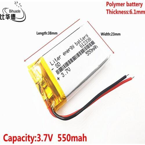 Good Qulity Polymer battery 550 mah 3.7 V 612338 smart home MP3 speakers Li-ion battery for dvr,GPS,mp3,mp4,cell phone,speaker