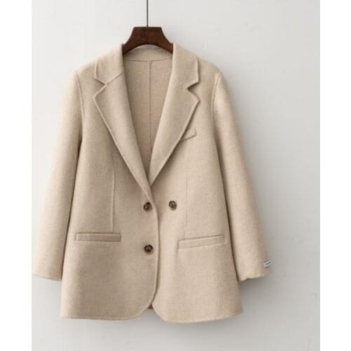 2021 Autumn Winter Women Casual Plaid Wool Jacket and Coat