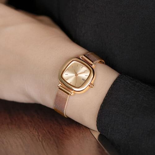 Womens Watch Simple Temperament Small Watch Thin Strap Square Mesh Chain Niche Watch Ladies