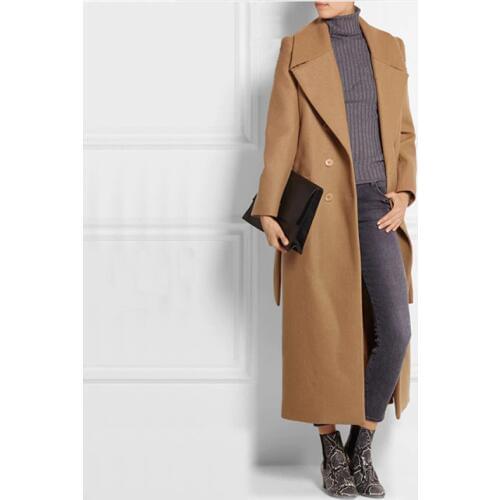 Savabien Womens Coats And Jackets Winter 2019 Vintage Lapel Belted Elegant Long Wool Coat Office Casual Warm Woolen Coat Jacket